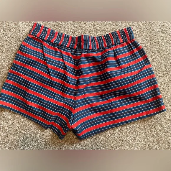 J. Crew Summer Linen Size 4 Women’s Striped Red and Blue Shorts 4th of July - Picture 2 of 7